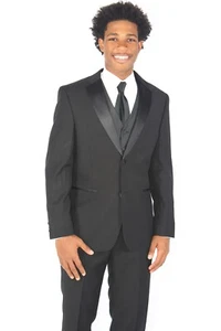 New Classic Black Slim Fit Tuxedo 42 Long Jacket 36 Waist Pant Prom Tux 42L - Picture 1 of 10