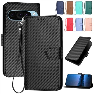 For Google 9 Pro XL 8 Pro 7 Pro 8 6A Carbon Fiber PU Leather Pattern Wallet Case - Image 1 of 4