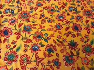 Heritage Studio Collection Jacobean Yellow Red Floral Fabric 4.22 yds 44”x152” - Picture 1 of 4