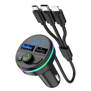 FM Transmitter Stereo Car MP3 Player 3.1A Fast Charging Cable Bluetooth - Kit USB 