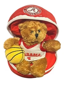 Alabama Crimson Tide Basketball Stuffed Bear in a Ball Plush 6" Red White - Picture 1 of 11