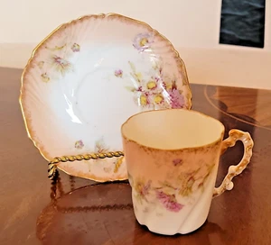 Freres Blanchard,  Limoges Demitasse Cup Saucer  @1900 - Foto 1 di 8
