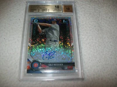 2018 BOWMAN CHROME RC COLE ROEDERER AUTO SIGNED #D/71 CHICAGO CUBS BGS 10 - Image 1 of 3