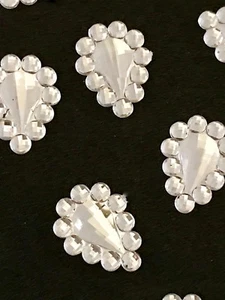 Rhinestone Diamond Clear White Flatback 15mm (1/2in) Teardrop Pear Acrylic x 10 - Bild 1 von 2