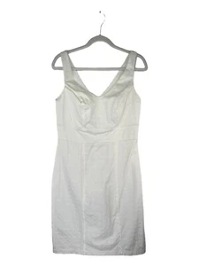 Vestido Corey P para mujer talla 12 blanco diseño geométrico sin mangas cierre con cremallera - Imagen 1 de 16