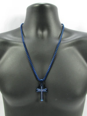 Invicta Joyería Hombres Acero Inoxidable Diamante Simulado Cruz Colgante con Cadena 24" Foto 1 de 2