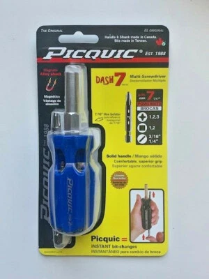 PICQUIC DASH 7 Screwdriver - Multi Bit with 7 Hex Powerbits - Reflex Blue - Image 1 of 3