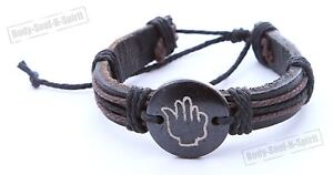 1 REGGAE RASTA Hamsa Leather Bracelet Jewish Cuff Bangle Wristband Punk Shield