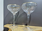 Two Bubble Seed Glasses, Coupe Gold Rim Vintage Bar Champagne Mid Century Modern