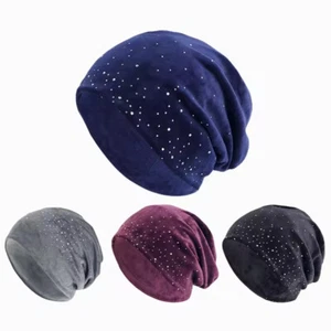 Velvet Beanies Women Slouchy Hat Turban Muslim Hijab Chemo Cap Hair Loss Bonnet - Picture 1 of 20