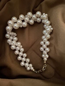 9mm Baroque Pearl Bracelet Double Row Threaded Bracelet - Picture 1 of 1