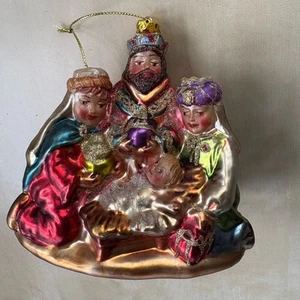Krippe 3 Drei Weise Männer Könige Glitzer Glas Christbaumschmuck 4,5” x 4” - Bild 1 von 13