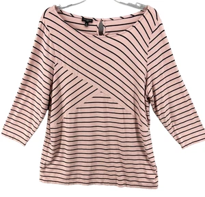 Camisa Talbots Mujer Talla 1X Rosa Negra Rayas Tejida Elastizada Manga 3/4 Cuartos Top - Imagen 1 de 9
