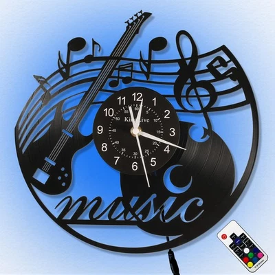 Music Vinyl Record Wall Clock, Music Room Decoration, Music Theme Wall Clock.... - Image 1 of 4