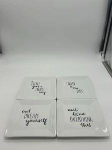 The Cellar 6" Square White Appetizer Plate Set w/ Fun Phrases (Set of 4) - Picture 1 of 8