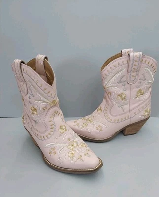 Dingo Primrose Boots Womens 8 M Pink Embroidered Floral Western Cowboy - Image 1 of 4