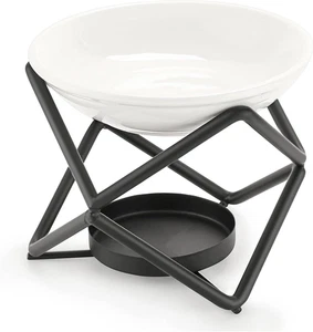 Euro Metal Oil Burner Wax Warmer, Delicate Romantic Ceramic Tealight Candle Hold - Picture 1 of 9
