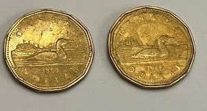 (2) 1989 Canada One Dollar Loon Coin Canadian $1 - Picture 1 of 6
