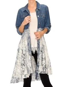 Origami Jeans und Spitze Staubtuch oder Hemd Kleid Gr. L/XL Neu - Bild 1 von 10