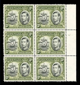 [GRENADA] 1938 KGVI: 3d SG 158ba 'Colon' Error / Pane-of-6 / (MVLH) - Picture 1 of 3