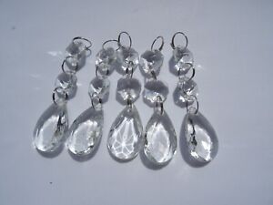 5 Facet Cut Glass Crystal Chandelier Rounds & Drops For Restoration Spare Parts