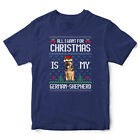 Funny Christmas Kids T Shirt All I Want For Is A German Shepherd shirt Dog Ow...