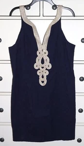 Nuevo con etiquetas Vestido Estrella de Mar Lilly Pulitzer "Emery Shift" Azul Marino Ojales Talla 14 para Damas - Imagen 1 de 14