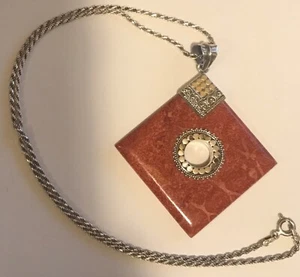 "Collar colgante Samuel B Benham BJC plata esterlina piedra forma diamante 18""" - Imagen 1 de 7