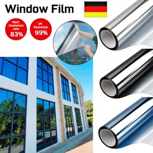 Sonnenschutzfolie Fensterfolie 90 x 200 cm Hitzeschutzfolie UV-Schutz Silber DE - Bild 1 von 9