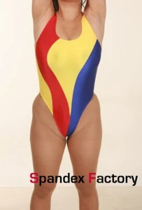 BNWT Red Blue Yellow Spandex Leotard for Women Size 12 Large - Foto 1 di 4