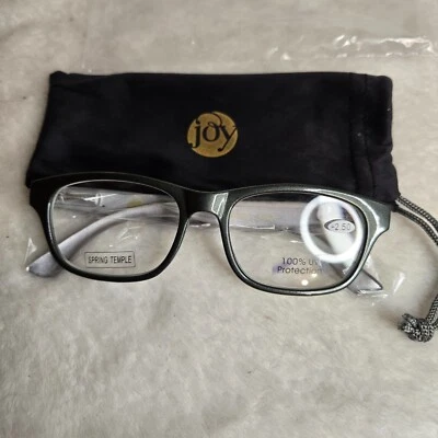 Gafas de lectura JM New York +2,50 verde púrpura con bisagras de resorte Joy Mangano Moda Foto 1 de 4