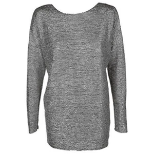 BAR III Womens Metallic Twist-back Long Sleeve Jewel Neck Top, Size Small - Picture 1 of 3