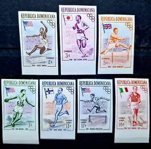 Dominicana 1957 imperforate - MNH - Olympics - Margin 7 Stamps Full Set - Picture 1 of 12