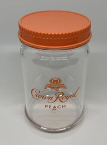 New Crown Royal Peach Plastic Cup With Lid Canning Jar Style Orange Lids - Picture 1 of 9