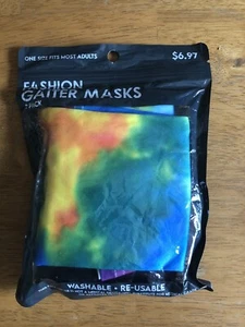 Face Cover FASHION Neck GAITER MASKS 2 Pk TIe Dye & Black WASHABLE Re-Usable - Picture 1 of 2