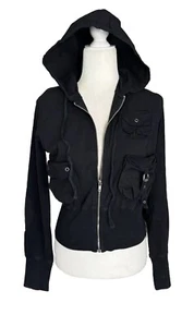 Vintage Y2K Veer Damen Cropped Jacke Taschen Full Front Zip Gr. S Gothic Grunge - Bild 1 von 20