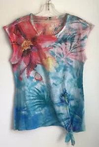 T-shirt maglietta boho Time & Tru donna taglia SMALL pizzo acquerello H12 - Foto 1 di 3
