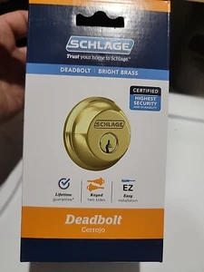 Schlage Doppelzylinder Riegel Messing hell CERROJO B62N G 505 NEU - Bild 1 von 6