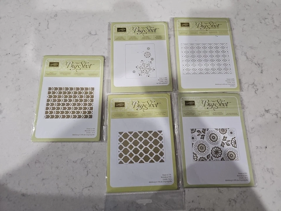 Lot Of 4 Stampin Up! Textured Impressions Lovely Lace, Flurry -Sizzix Big Shot - Image 1 of 4