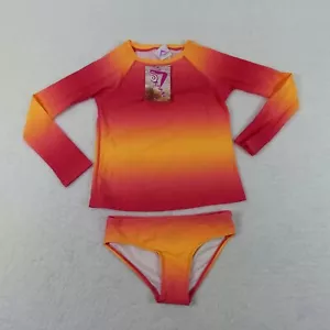 Kanu Surf Swimsuit Girls 8 Coral Ombre 2 Piece Long Sleeve Rash Guard Janie 7593 - Picture 1 of 17