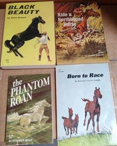4 Horse Book Lot Born To Race By Perrin 1965 Vintage Scholastic, Black Beauty - Foto 1 di 8
