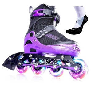 PAPAISON Adjustable Inline Skates for Adults with Full Light Up Wheels (Purple) - Picture 1 of 8