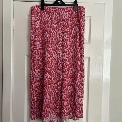 Whistles Size 14 Pink & Red Blurred Strokes Button Midi Skirt - Image 1 of 3