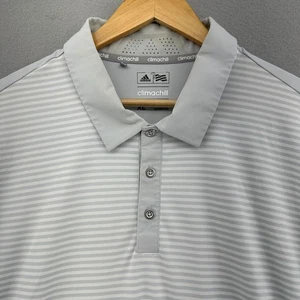 Adidas Golf Polo Shirt ClimaChill Striped Athletic Gray XL Reflective Preppy - Picture 1 of 9