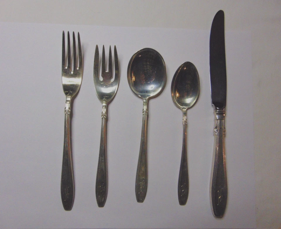 Gorham Sterling Silver 925 Flatware Set 5 Five Piece Vintage Nocturn Monogram H - Image 1 of 4