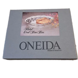 Oneida Silver Plated Bon Bon Dish Fluted Oval Candy Nut Trinket Dish NEW SEALED - Picture 1 of 3