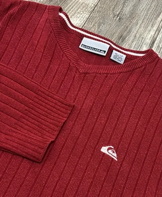 Vintage Quicksilver Sweater Mens XL Red V Neck Long Sleeve Surfer Street - Image 1 of 4