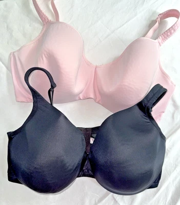 Conjunto 2 Sujetadores Camiseta Cacique Nuevo Sin Etiquetas Negro Brillante y Usado en Excelente Condición Rosa Caramelo 44DDD Lane Bryant Foto 1 de 4