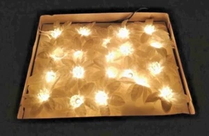 WHITE SILK POINSETTIA 20-Light STRING SET Vintage STEADY or FLASHING NEW 426W - Picture 1 of 6