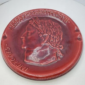 Vtg Mid Century Modern Made In Italy Red Ceramic Pottery Ashtray Figurehead 8" - Picture 1 of 7